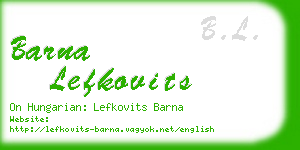 barna lefkovits business card